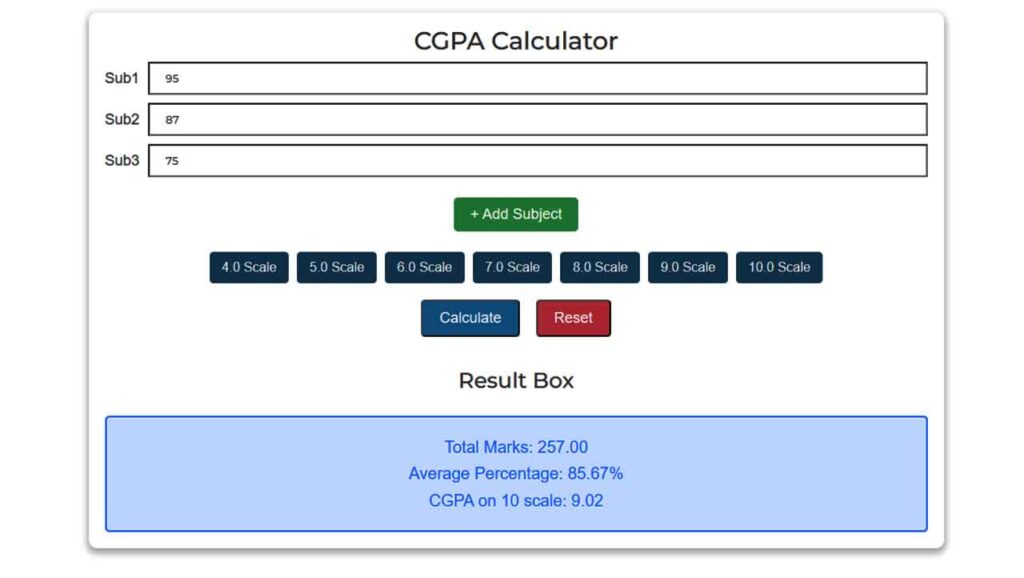 how to calculate cgpa from percentage