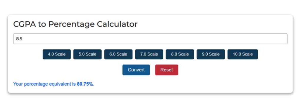 cgpa to percentage calculator